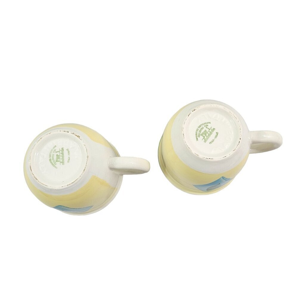 Pier 1 Italy Hand Painted 14 Oz Earthenware Coffee Tea Mugs Cups – Set of 2 - Picture 7 of 16
